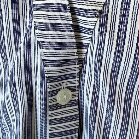 Catherines Plus 4X Blue White Striped‎ Non-Iron 100% Cotton Button Up Blouse - Picture 7 of 11